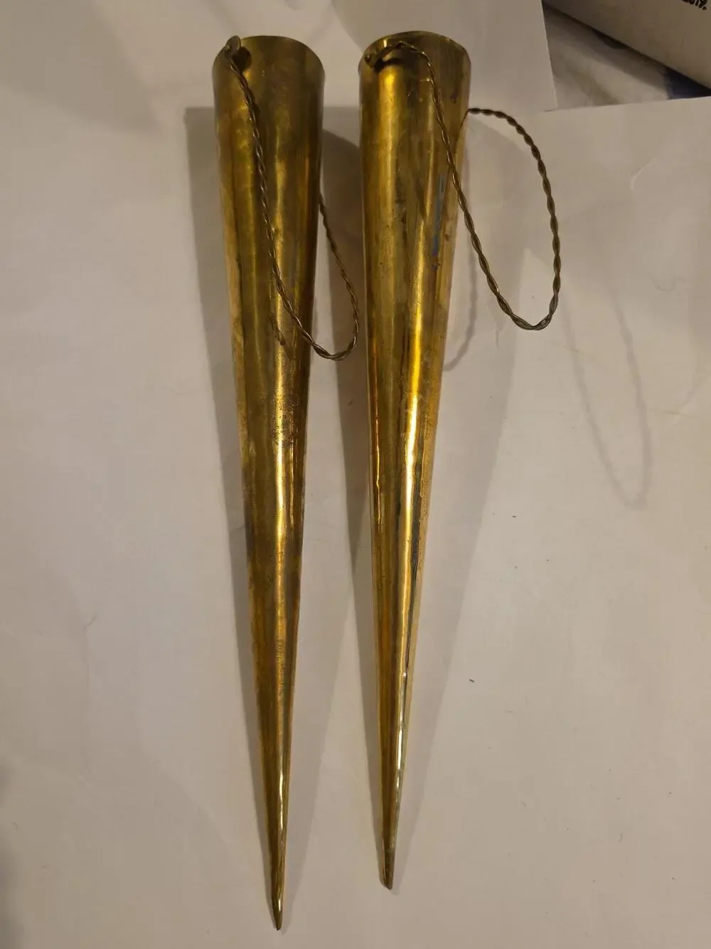 Florists vintage brass conical display ornament wall art fireplace